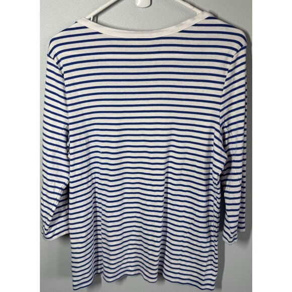 Style & Co. Women Striped Long Sleeve Knit Top XL Coastal Nautical Supima Cotton - Picture 2 of 11